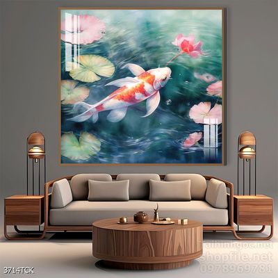 File tranh cá chép hoa sen mẫu mới nhất