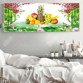 Tranh phong thuỷ tài lộc in kính