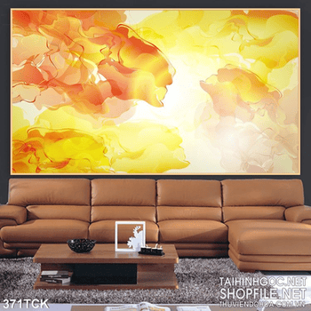 Tranh hoa sen, cá chép dán tường đẹp