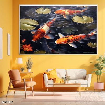 File tranh cá chép hoa sen mẫu mới nhất