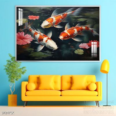 Tranh cá chép hoa sen đẹp mang nhiều ý nghĩa