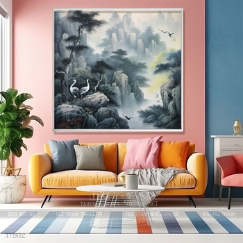 Tranh hoa mẫu đơn và chim công