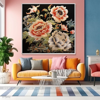 Tranh chim công và hoa mẫu đơn phong thủy