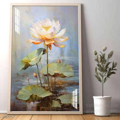 Tranh cá chép hoa sen nghệ thuật hiện đại