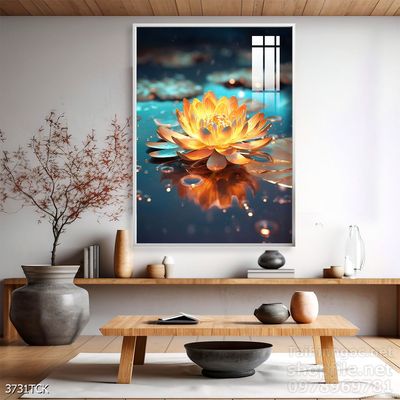 Tranh trang trí phòng khách cá chép hoa sen