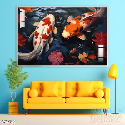 Tranh cá chép hoa sen cực đẹp