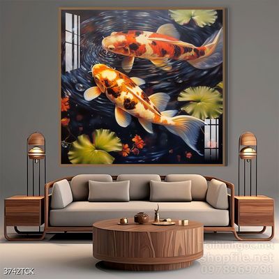 Tranh cá chép hoa sen đẹp mang nhiều ý nghĩa