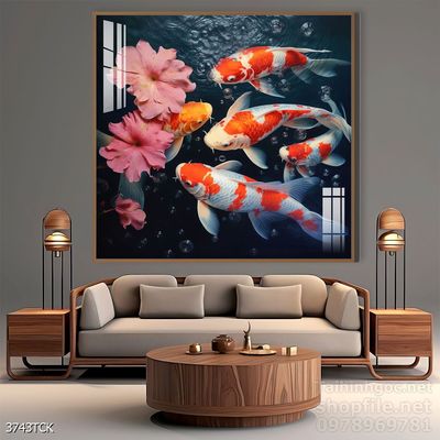 Tranh cá chép hoa sen