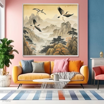 Tranh hoa mẫu đơn và chim công