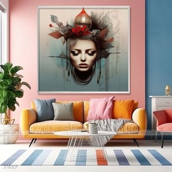 Tranh cô gái thổ dân trang trí quán cà phê