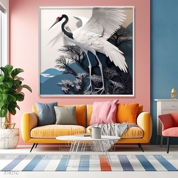 Tranh treo tường phong thủy chim công và hoa mẫu đơn