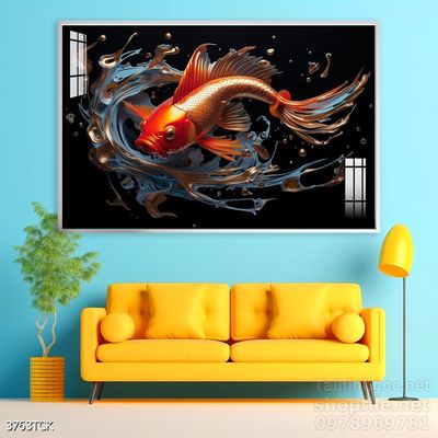 Tranh cá chép hoa sen cực đẹp