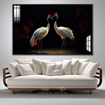 Tranh chim công và hoa mẫu đơn phong thủy