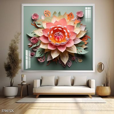 Tranh trang trí phòng khách cá chép hoa sen