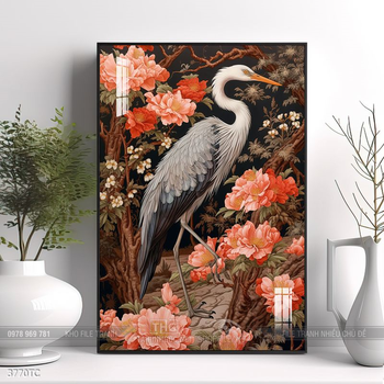 Tranh phong thủy chim công và hoa mẫu đơn rước may mắn vào nhà