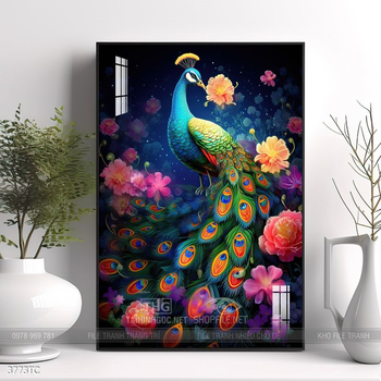 Tranh chim công hoa mẫu đơn đẹp và ý nghĩa