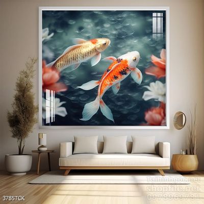 File tranh cá chép hoa sen mẫu mới nhất