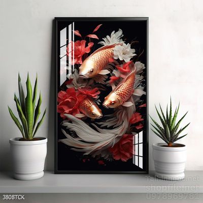 Tranh cá chép hoa sen treo tường mang nhiều ý nghĩa