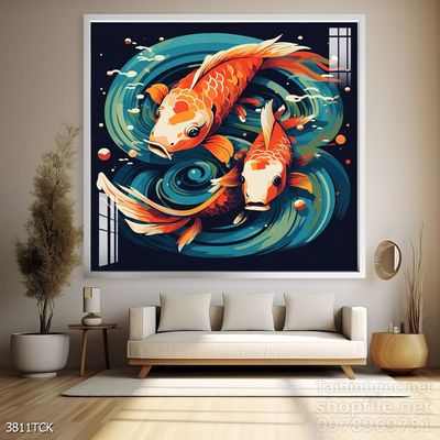 File tranh cá chép hoa sen mẫu mới nhất