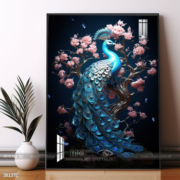 Tranh chim công hoa mẫu đơn đẹp và ý nghĩa