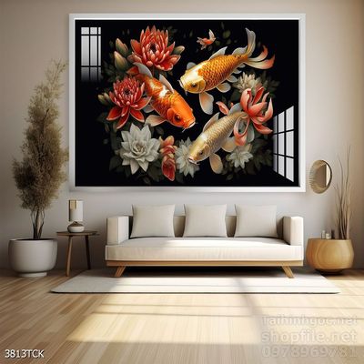 Tranh cá chép hoa sen