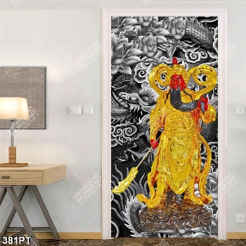 Tranh thờ tượng Quang Công mạ vàng in uv