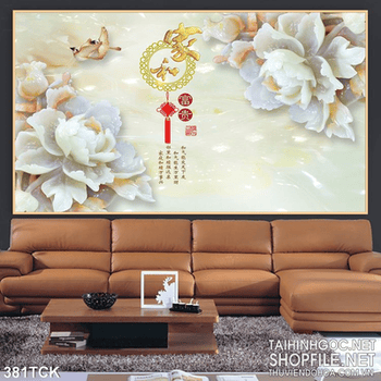 Tranh hoa sen, cá chép giả ngọc kim tiền