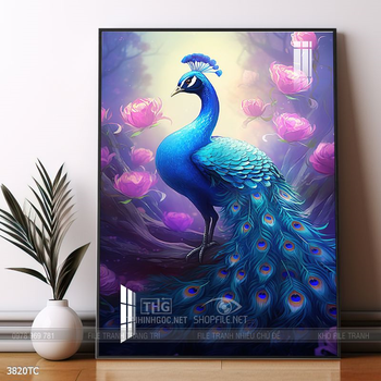 Tranh phong thủy chim công và hoa mẫu đơn rước may mắn vào nhà