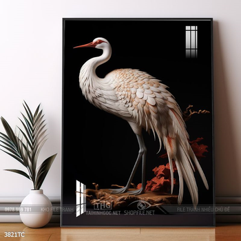 Tranh treo tường hoa mẫu đơn và đôi chim công khổ dọc