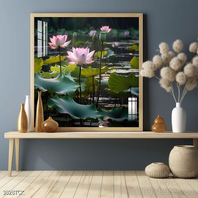 Tranh trang trí phòng khách cá chép hoa sen
