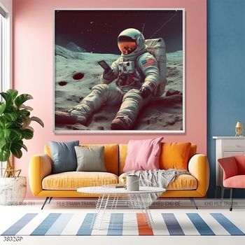 Tranh phi hành gia decor tường nhà