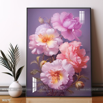 Tranh treo tường phong thủy chim công và hoa mẫu đơn