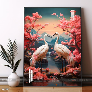 Tranh chim công hoa mẫu đơn đẹp và ý nghĩa