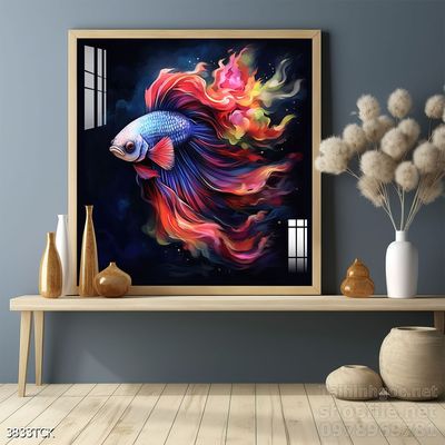 Tranh cá chép hoa sen nghệ thuật hiện đại