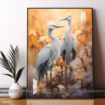 Tranh phong thủy chim công và hoa mẫu đơn rước may mắn vào nhà