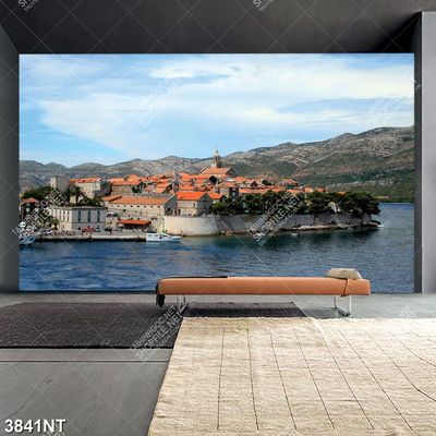 Tranh những ngôi nhà trên bờ biển