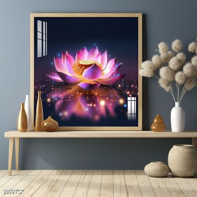 Tranh decor tường phòng khách cá chép hoa sen