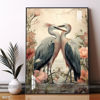 Tranh chim công và hoa mẫu đơn phong thủy