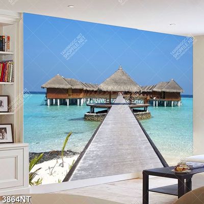 Tranh nhà chỏi trên biển