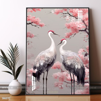 Tranh phong thủy chim công và hoa mẫu đơn rước may mắn vào nhà