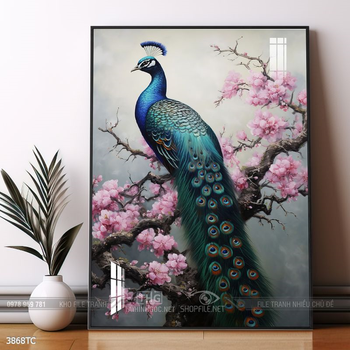 Tranh chim công hoa mẫu đơn đẹp và ý nghĩa