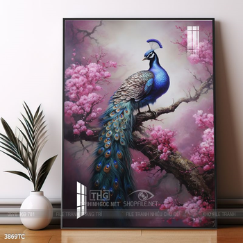 Tranh chim công hoa mẫu đơn đẹp và ý nghĩa