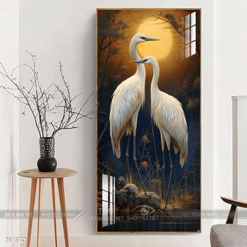 Tranh phong thủy chim công và hoa mẫu đơn rước may mắn vào nhà