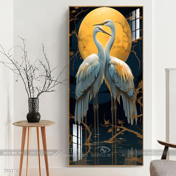 Tranh hoa mẫu đơn và chim công