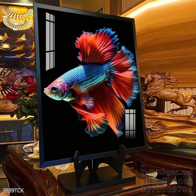 Mẫu tranh decor tường cá chép hoa sen