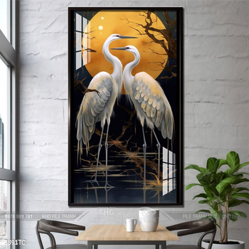 Tranh hoa mẫu đơn và chim công