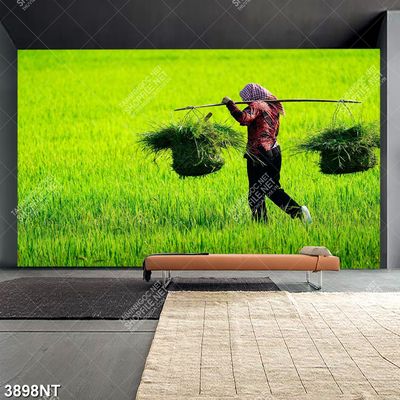 Tranh cô gái gánh cỏ trên đồng