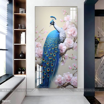 Tranh chim công hoa mẫu đơn đẹp và ý nghĩa