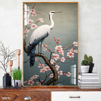 Tranh chim công và hoa mẫu đơn phong thủy