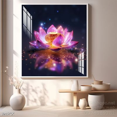 Mẫu tranh decor tường cá chép hoa sen